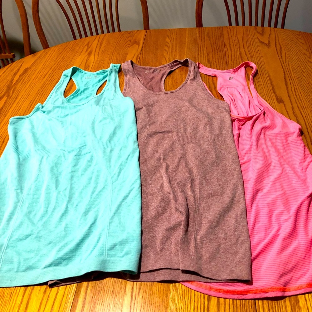 2 L Zyia tops with 1L LuLu top, beautiful colors!  Great for workouts!!!